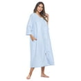 thumbnail image 2 of Casual Nights Women's Zip Front Woven House Dress | 3/4 Sleeves Housecoat Long Duster Lounger, 2 of 5
