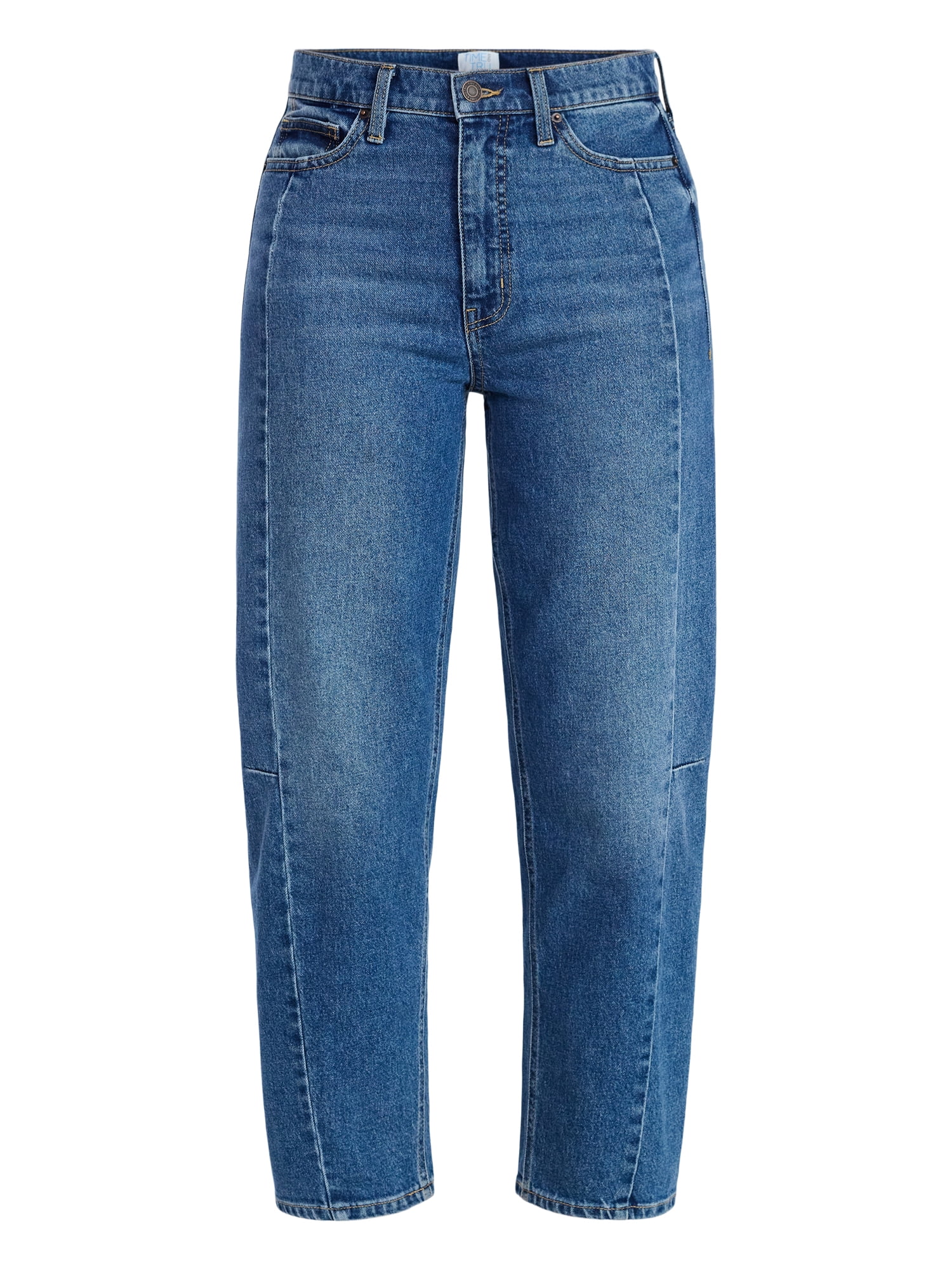Time and Tru Women's High Rise Barrel Jeans, 28" Inseam, Sizes 0-20