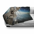 thumbnail image 3 of Outer Space Soft Flannel Fleece Blanket, Cosmonaut Crew in Universe Astronomy Atmosphere Astral Journey Inspired Image, Cozy Plush for Indoor and Outdoor Use, 70" x 90", Blue Beige, by Ambesonne, 3 of 6
