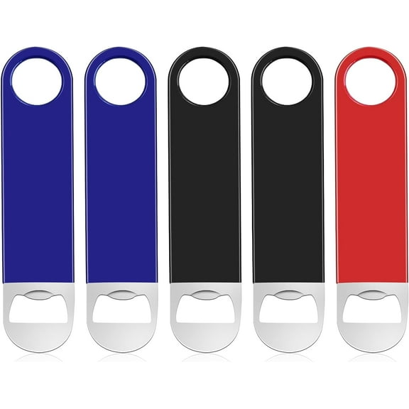 Beer Bottle Openers Flat Bottle Opener 5PCS Stainless Steel Bar Blade Beer Cap Bottle Opener for Bar Kitchen, 17.7X4CM