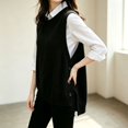 thumbnail image 6 of GILIGEGE Women's Round Neck Sleeveless Pullover Ribbed Knit Sweater Vest,Pullover or Side Button,Fitted Ribbed Knitted,Lightweight Soft Comfy,Vacation Travel Work Vest,Cute Striped Knit Vest Black A, 6 of 6