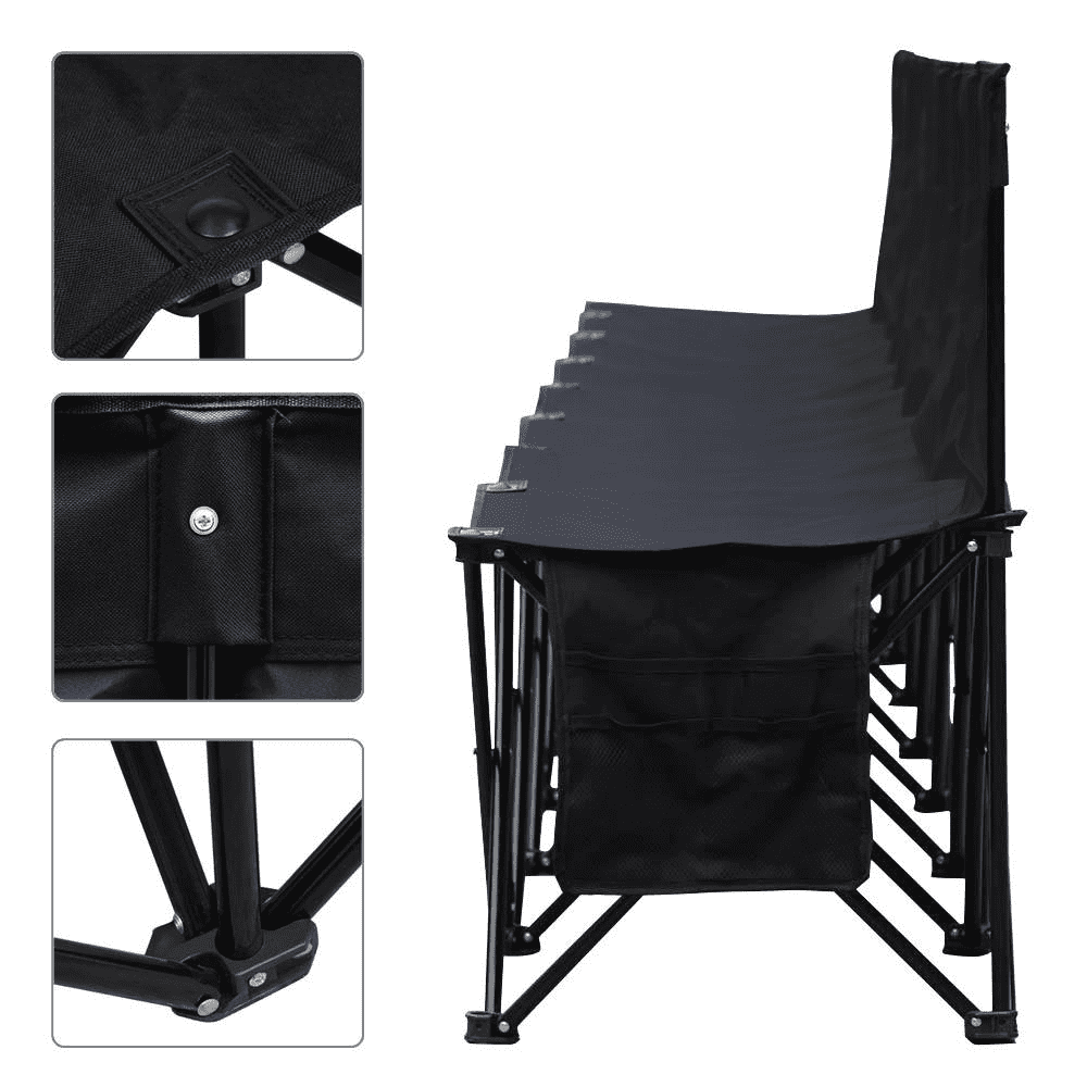 Renwick 8 Seats Portable Folding Bench with Backrest, Black
