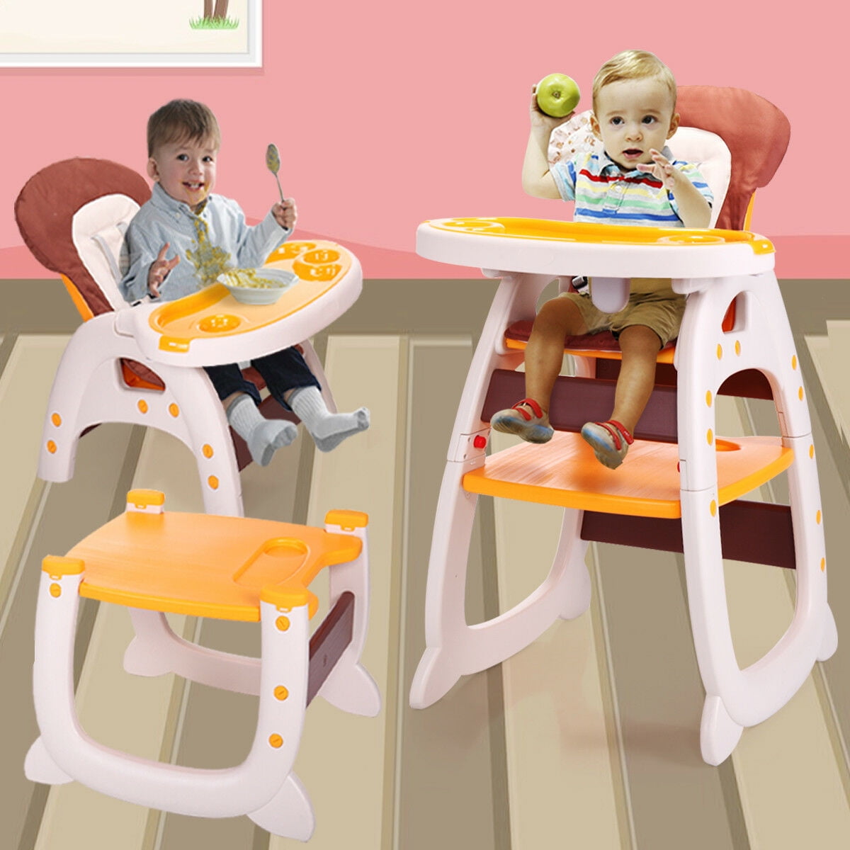Infant 3in1 Convertible Play Table Seat High Chair Booster Toddler Feeding Tray 