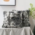 thumbnail image 6 of Home Soft Things Tie-Dyeing Heavy Faux Fur Pillow Covers, Set of 2, 20"x20", Black Grey, 6 of 8