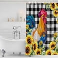 thumbnail image 3 of Farmhouse Rooster Shower Curtain, Waterproof Shower Curtains for Bathroom, Black Plaid Botanical Sunflower Floral Washable Fabric Bathtub Curtain Set Bath Decor with 12 Hooks Long 72"x84", 3 of 8