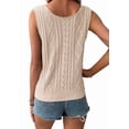 thumbnail image 2 of Women Sleeveless Tank Tops Cable Knit Sweater Vests V Neck Casual Clothes SummerTrendy Outfits 2025 Apricot S, 2 of 7