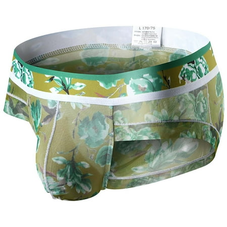 

DECILRO Lingerie for Women Men s Bottoming Boxer Briefs Mesh Ice Silk Print Boxer Briefs Army Green M