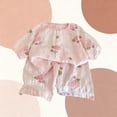 thumbnail image 4 of hengsof Girls Princess Pajamas Set, Summer Thin Fashion Pattern Printed Short Sleeve Crew Neck Top Soft Shorts Home Wear Set, 4 of 5
