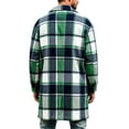 thumbnail image 4 of Mineart Men's Plaid Trench Coat Lapel Collar Mid Long Jacket Winter Outwear, 4 of 6