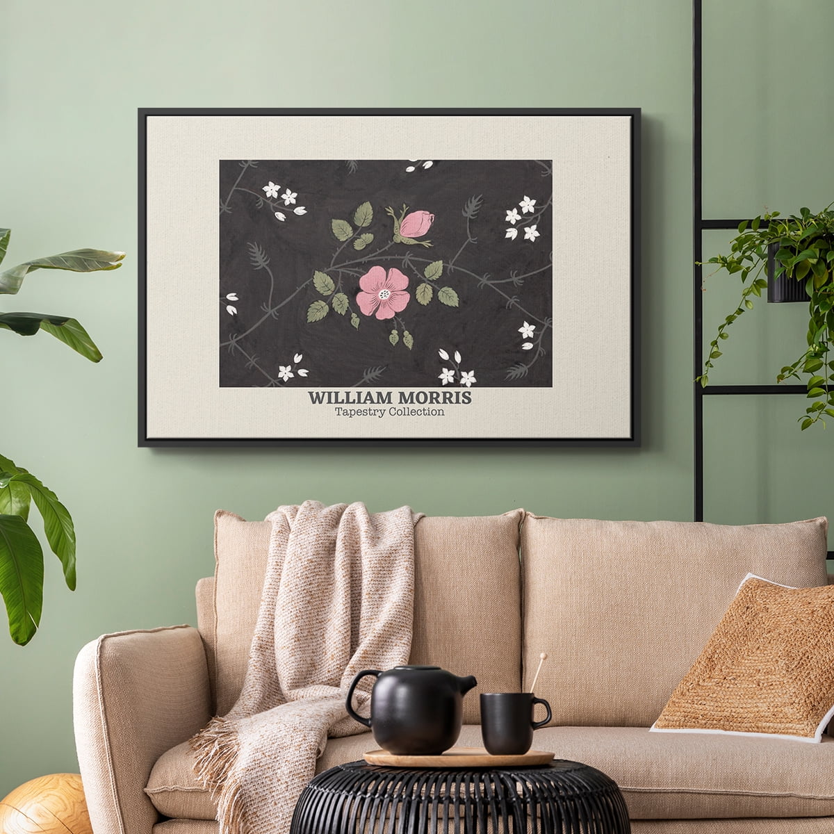 Vintage Abstract Print-LIII Framed in Black Wood Gallery Wrapped Canvas 17 in. x 25 in.