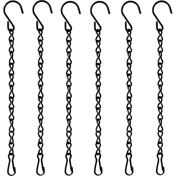6 Pack /12Pack 9.5 Inch Hanging Chain for Bird Feeders, Planters, Lanterns, Wind Chimes, Billboards, Chalkboards and Ornaments (Black)