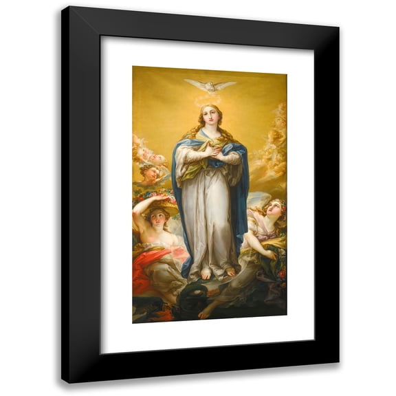 Vicente López Portaña 10x14 Black Modern Framed Museum Art Print Titled - The Virgin of the Immaculate Conception