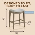 thumbnail image 3 of ROME + OAK Parker 26" Backless Saddle Kitchen Counter Stool, Oak, Grey Upholstery, 4 Pack, 3 of 12