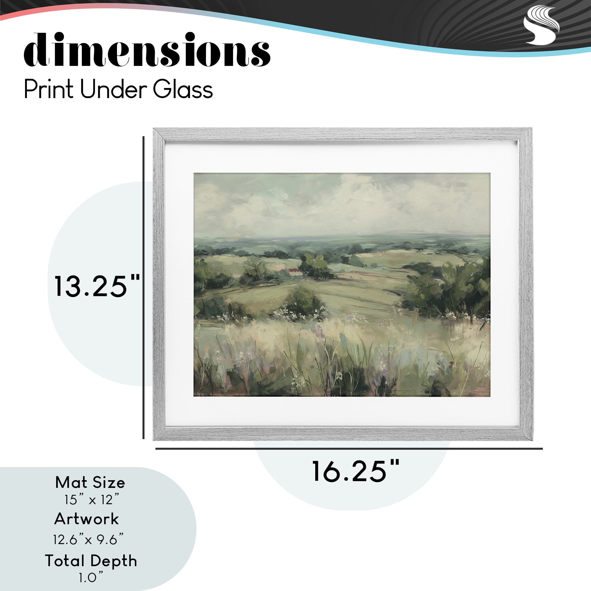 Stupell Industries Idyllic Green Pastures Gray Framed Print Under Glass, design by Svetlana Aleynikova
