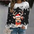 thumbnail image 2 of 2025 Chandails à Capuche pour Femmes Automne et Hiver Alien Femmes Flocon de Neige de Noël Imprimé Animal Alt Chandail en Molleton Surdimensionné Col Rond Épaule Long Chandail à Capuche de Noël Femmes Manches Chandail en Molleton de Sport Décontracté, 2 of 4