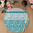 thumbnail image 3 of Teal Floral Round 15 Inch Placemats Set of 4, Botanical Blossom Motif Boho Grey Stripes HeatResistant Non Slip Place Mats for Dining Table, Wipeable Braided Kitchen Table Mats for Housewarming, 3 of 9