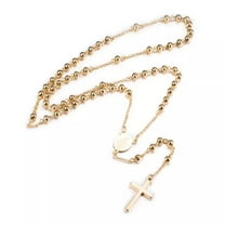 Stainless Steel Pendant Necklaces Rosary Bead Necklaces Gold 24.96"  P667