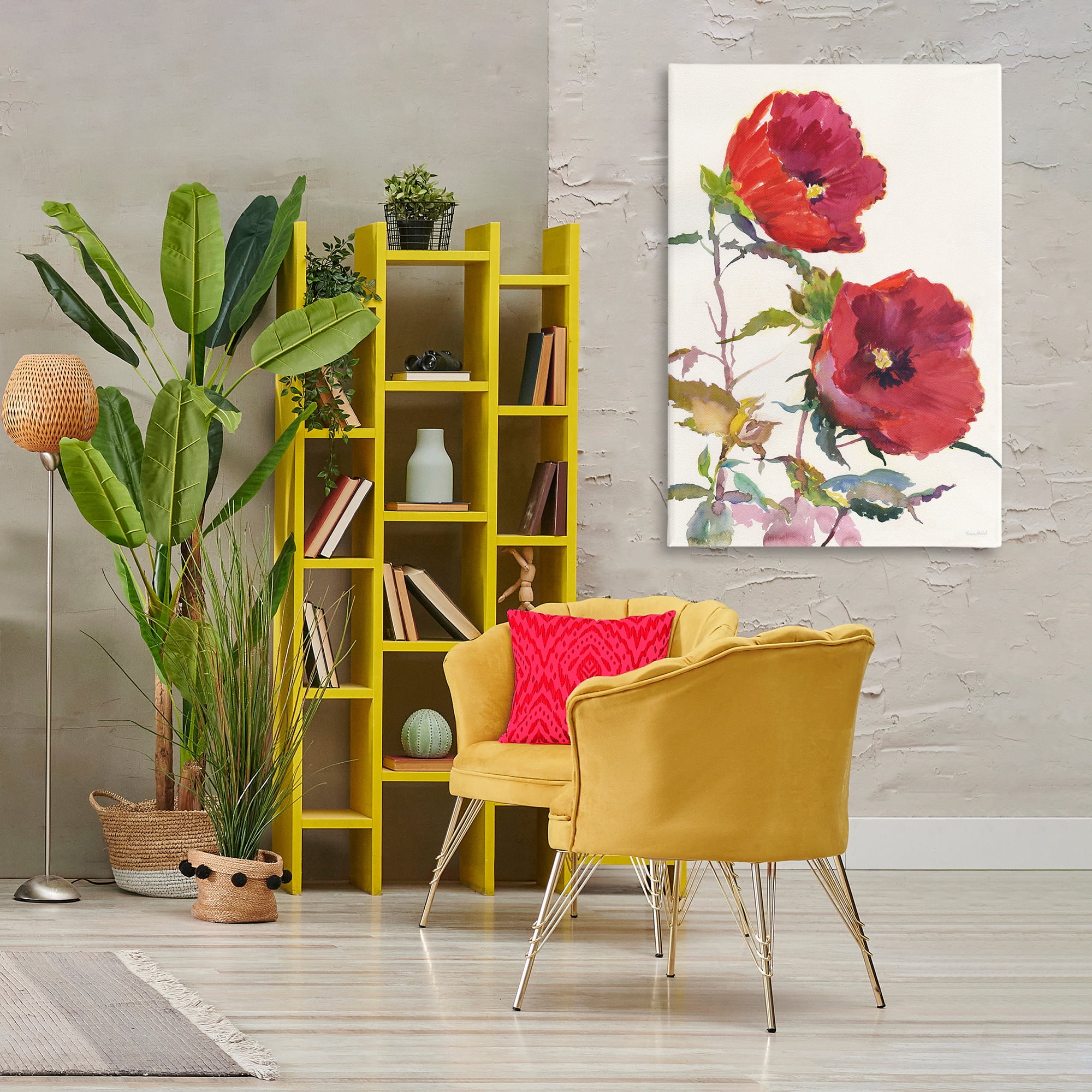 Stupell Industries Bold Red Poppies Botanical & Floral Painting Gallery Wrapped Canvas Art Print Wall Art, 30 x 45