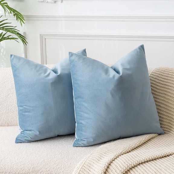 Ryan; Euro Light Blue Throw Pillow Covers Set of 2,Decorative Soft Cushion Cases for Couch Sofa Bed