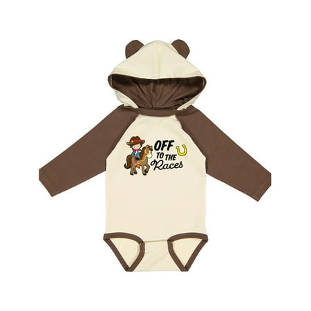 

Inktastic Off To The Races with Cowboy on Horse Gift Baby Boy Long Sleeve Bodysuit
