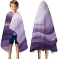 thumbnail image 3 of Purple Gold Wave Marble Hooded Bath Towel，50"x30" for Ages 3 To 12 Kids, Quick Dry Lightweight Soft Microfiber Hood Beach Towel Cover Up for Kids, 3 of 7
