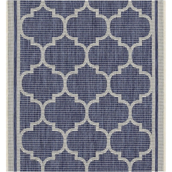 JERFIT Indoor Outdoor Rug Blue 2'7"x7'3" Trellis Pattern, All-Weather Polypropylene Area Rug for Patio Deck Porch Living Room