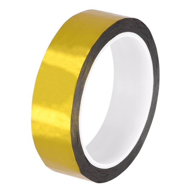 Unique Bargains Gold Tone Metalized Tape 1 Inch x 55 Yards Decor Tape for DIY