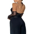 thumbnail image 4 of Women Mesh Patchwork Sheer Blouses Halter Off Shoulder See Through Top, 4 of 6