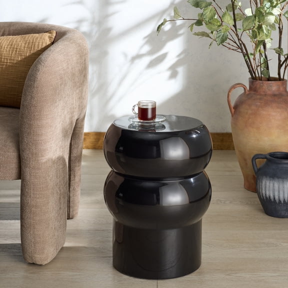 Safavieh Couture Joyrosa Modern Concrete Round End Table, Black