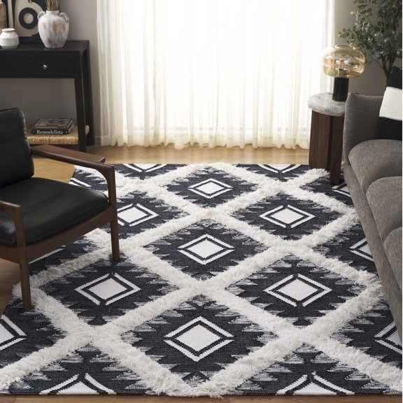 Safavieh Kenya Brandt Geometric Area Rug, Black/Ivory, 6' x 9'
