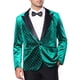 thumbnail image 1 of BLAZERS DE VELVET PICO DE ARGYLE PARA HOMBRES INSPIRE CHIC, CON UN BOTÓN BRILLANTE, TAMAÑO 2XL, VERDE, 1 of 4