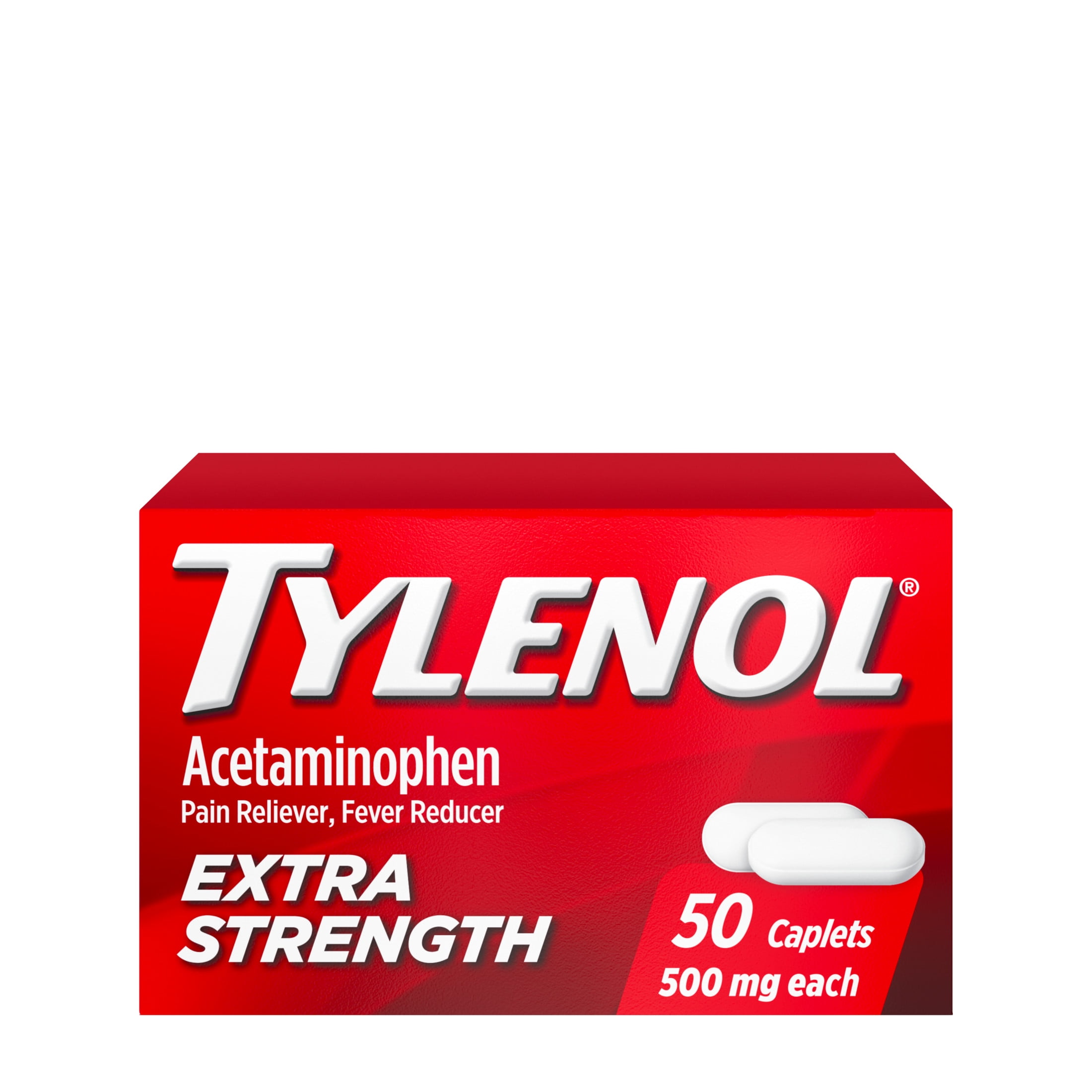 (2 pack) Tylenol Extra Strength Pain Relief Acetaminophen Caplets 500mg, 50 Count