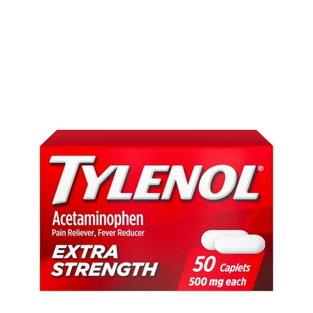 Tylenol Extra Strength 500mg Acetaminophen Caplets, 50 Ct