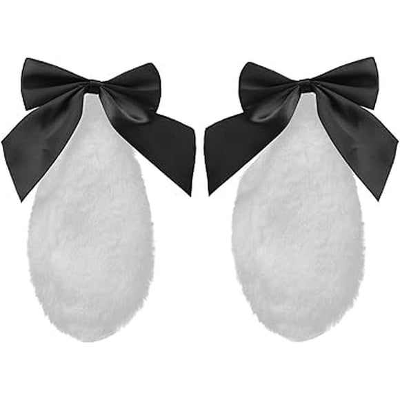 1 par de lindos conejitos de felpa con orejas caídas, pinzas para el pelo, orejas peludas de conejo Kawaii, lazo, pinza para el pelo para mujeres, horquilla para Cosplay, accesorios para el cabello (n