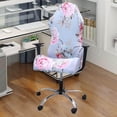 thumbnail image 4 of facefd Swivel Computer Gaming Chair Cover Stretch seat computer Armchair Cover Pink Flower, 4 of 9
