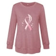thumbnail image 4 of EchfiProm Breast Cancer Tops for Women Long Sleeve Pullover Hot Pink Relaxed Fit Y2k Crew Neck Ladies T-Shirt, 4 of 4