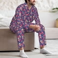thumbnail image 7 of Salouo Skull colorful flower daisy Print Button-Front Long Sleeve Pajama Set for Men, Soft 2Pjs Men's Long Sleeve Sleepwear-Medium, 7 of 7