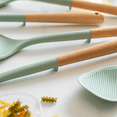 thumbnail image 3 of 5pcs Silicone Kitchen Utensils Set with Wooden Handle Non-Stick Spatula Cooking Set Frying Spatula Ladle Rice Spoon, 3 of 7