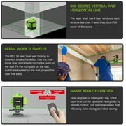 Laser Level Self Leveling,HDJ 16 Lines 4x360° Laser Level Tool,4D Green Cross Horizontal Vertical Laser Tool With Remote Control and 2PCS 2400mAh Battery