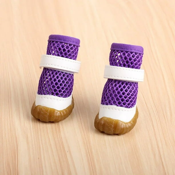 Zapatos de verano de malla transpirable para perros pequeños, zapatillas antideslizantes duraderas, botas de suela suave para Chihuahua, sandalias para Pug, 4 unidades