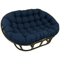 65 in. Rattan Double Papasan Chair with Outdoor Cushion, Blue