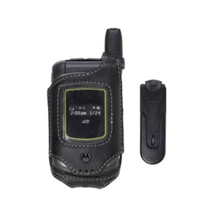 Iden Wireless Amplifier - Wireless Solutions Fitted Leather Case for Motorola iDEN i570 - Black