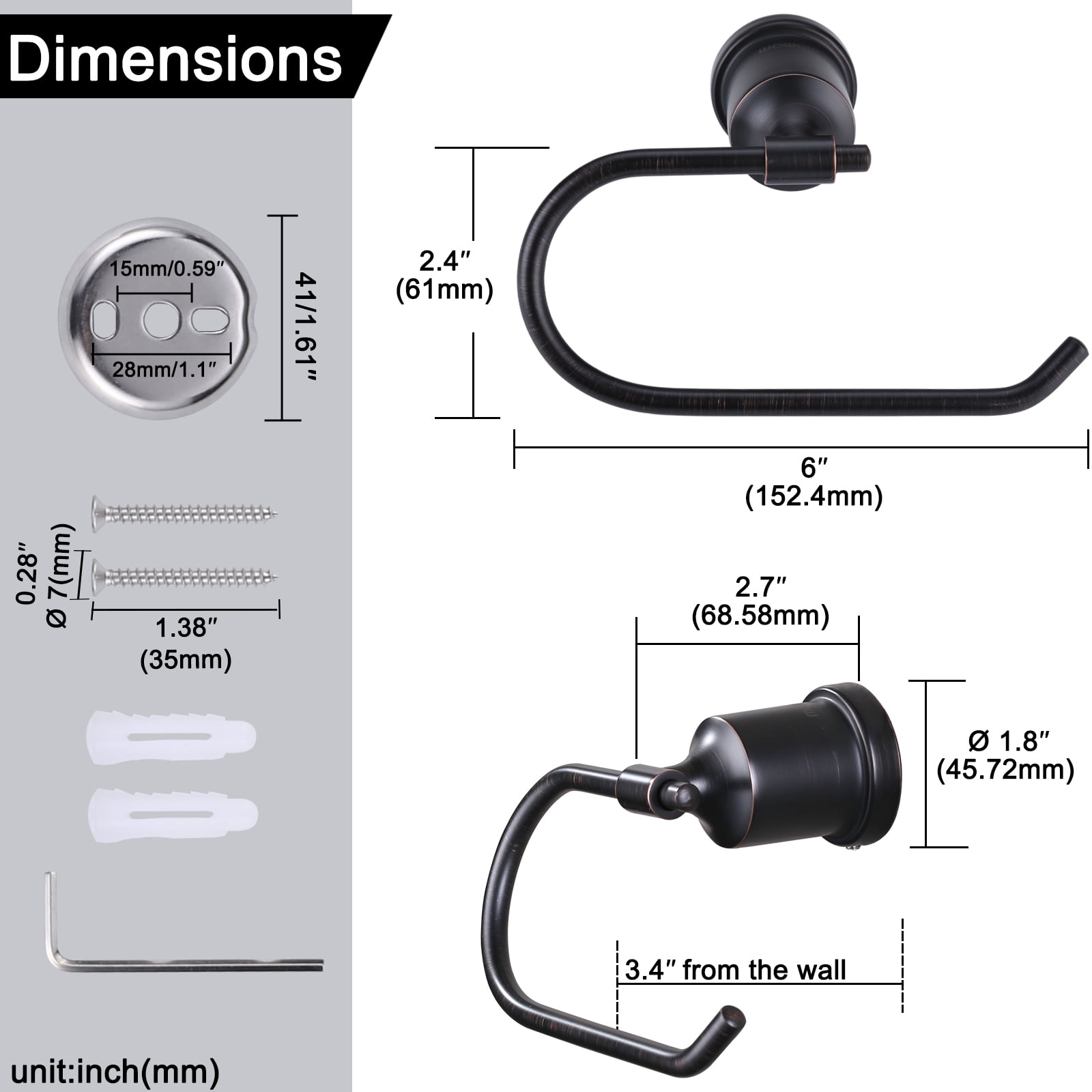 WOWOW Oil Rubbed Bronze Toilet Paper Holder Wall Mount , 304 Stainless Steel Holders for Bathrooms