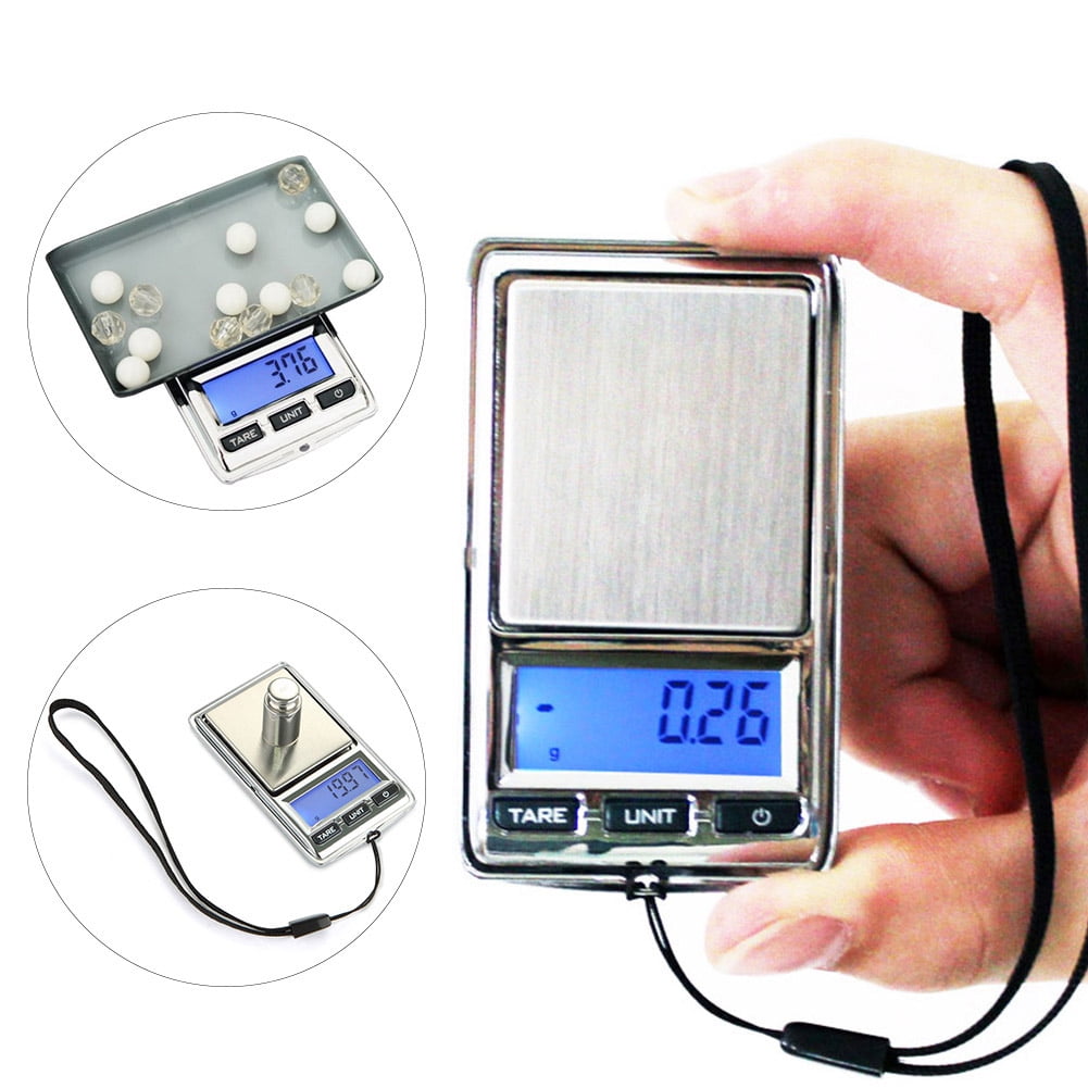 Brifit Upgradaed Digital Mini Scale 50g Calibration Weight 200g /0.01g Pocket Scale Tare Stainless Steel 6 Units Battery Included Electronic Smart Scale LCD Backlit Display Auto Off Blue