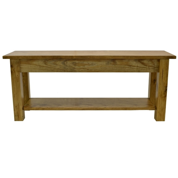 RANCH COLLECTION FARMHOUSE BENCH WITH SHELF: GOLDEN OAK-36