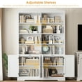 thumbnail image 3 of Homfa 73'' Tall Bookcase with 4 Doors, 6-Tier 8 Cubes Display Bookshelf, Double Row Bookcase with Adjustable Shelves for Living Room Home Office, White, 3 of 7