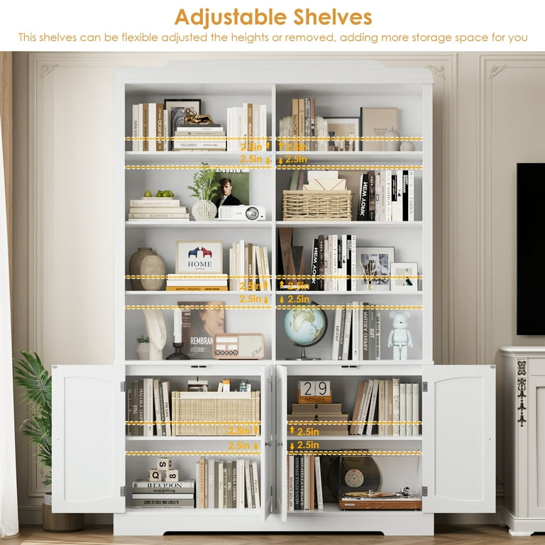 Homfa 73'' Tall Bookcase with 4 Doors, 6-Tier 8 Cubes
