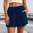 thumbnail image 2 of Afdoent Shorts For Women Casual Summer Solid Color Double Layer Shorts With Pocket Loose Fit Elastic Waist Breathable Lightweight Beach Vacation, 2 of 7