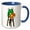 Blue/White, variant on 3drose, Funny Cute Green Frog Playing Saxophone Jazz Music Cartoon, 15oz Mug