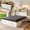 With 6" Gray Foldable Mattress, variant on Queen Size Murphy Bed with LED Lights & Charging Station, Farmhouse Murphy Cabinet Bed with Storage Shelves & Drawer, Wood Hidden Folding Bed for Guest Room, White